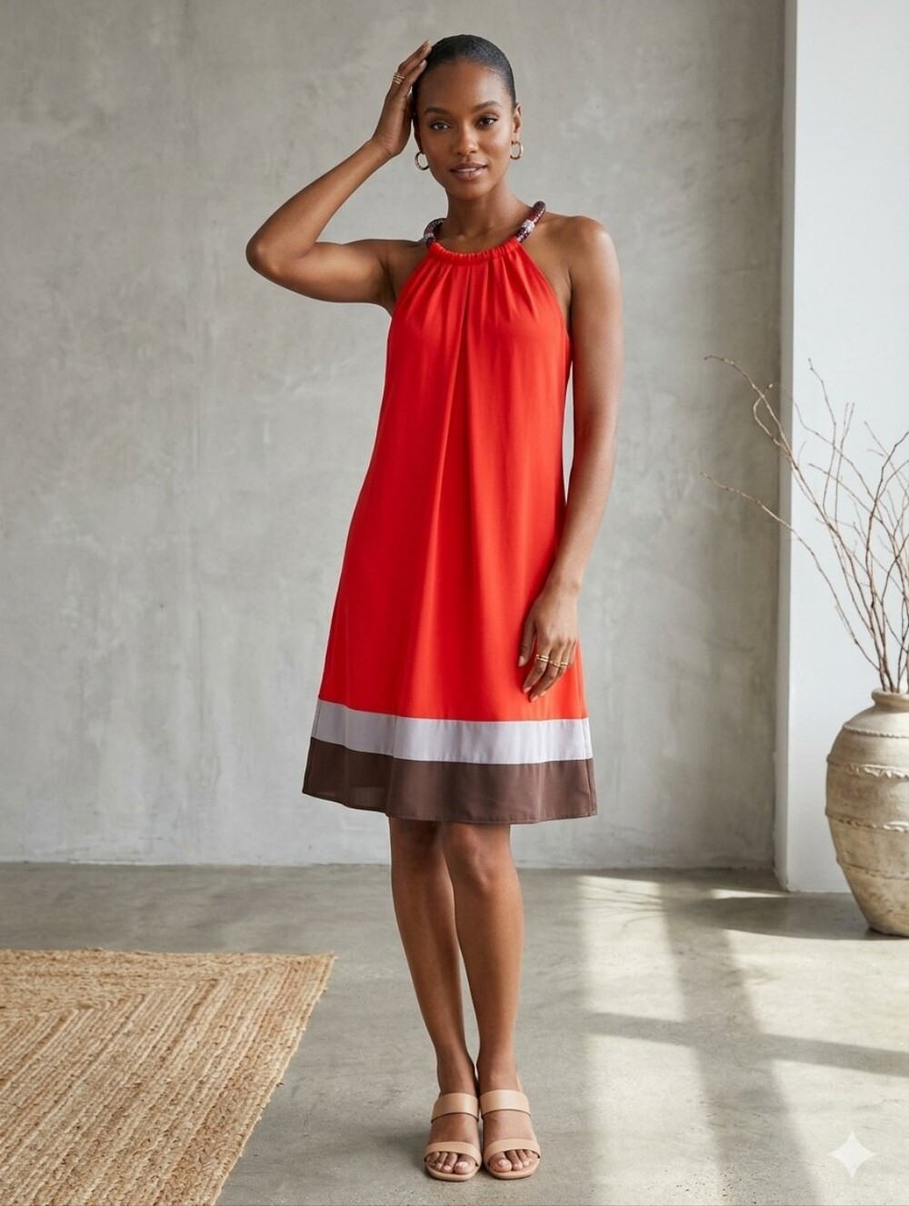 Coral Beaded Dress
